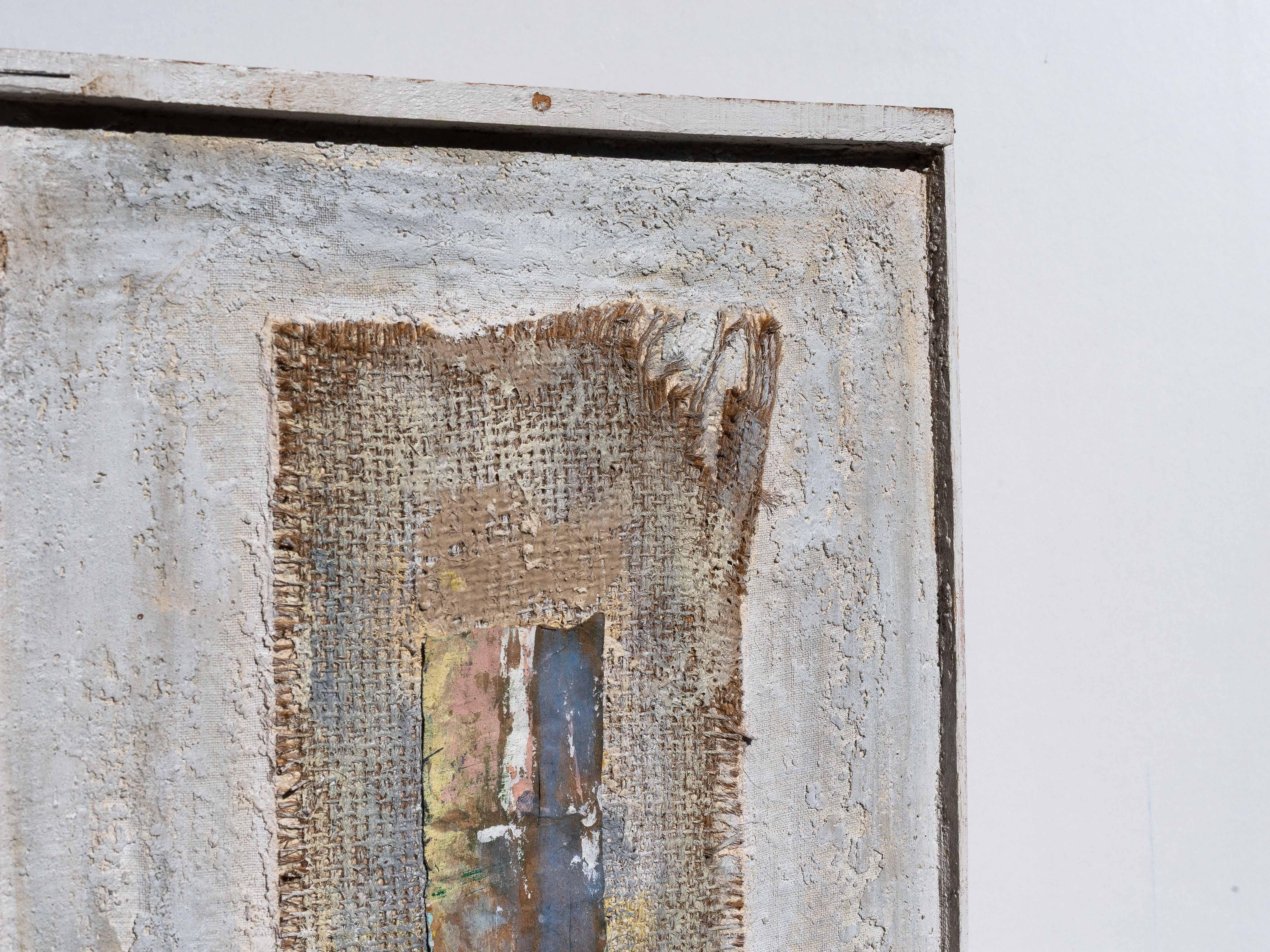 Brushed Abstract Contemporary Painting - Mixed Media Art - Signed - France 1990s For Sale