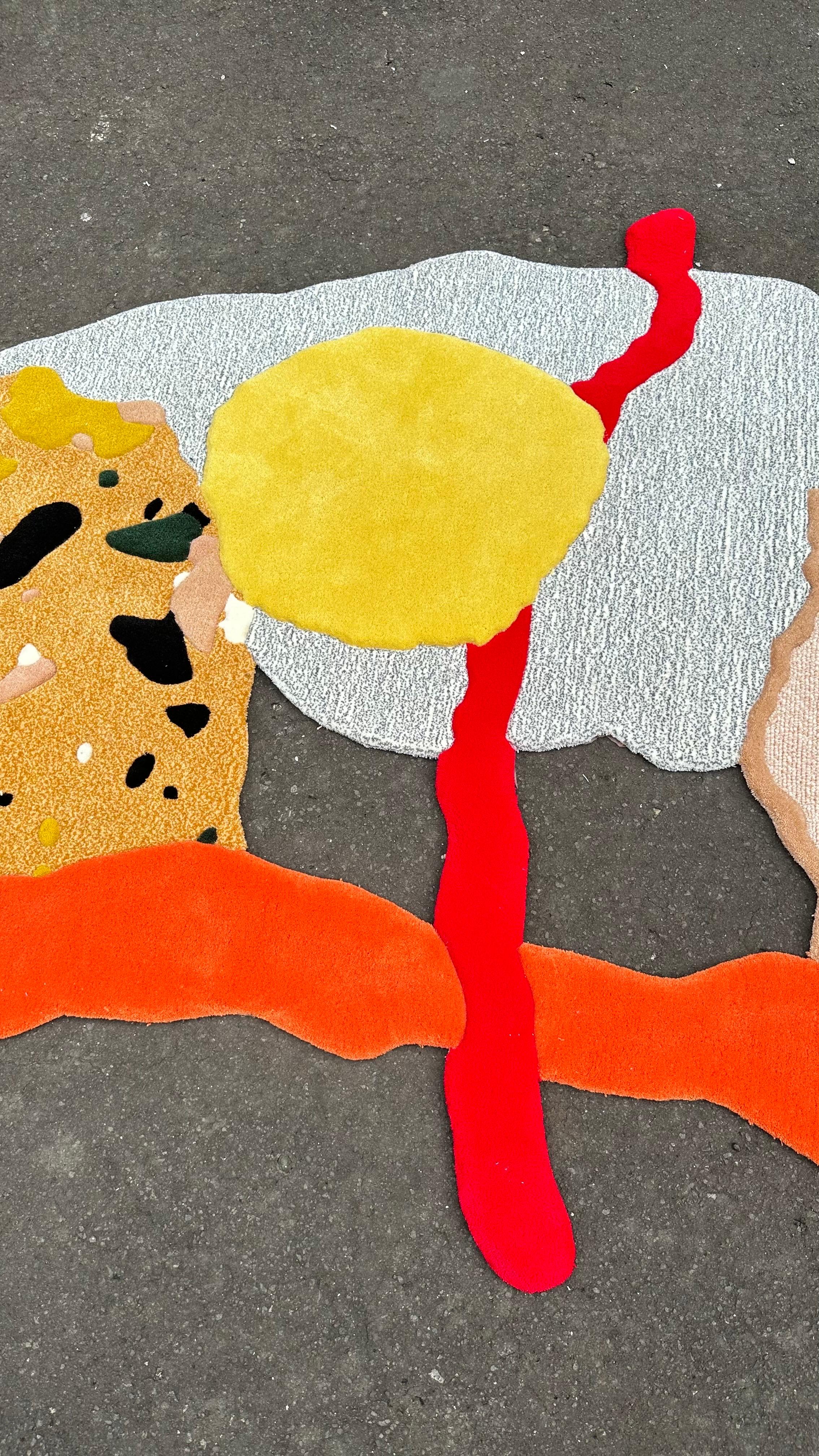 Abstrakter Contemporary Teppich mit Terrazzo-Motiv - Wolle-Acryl-Gemisch im Angebot 7