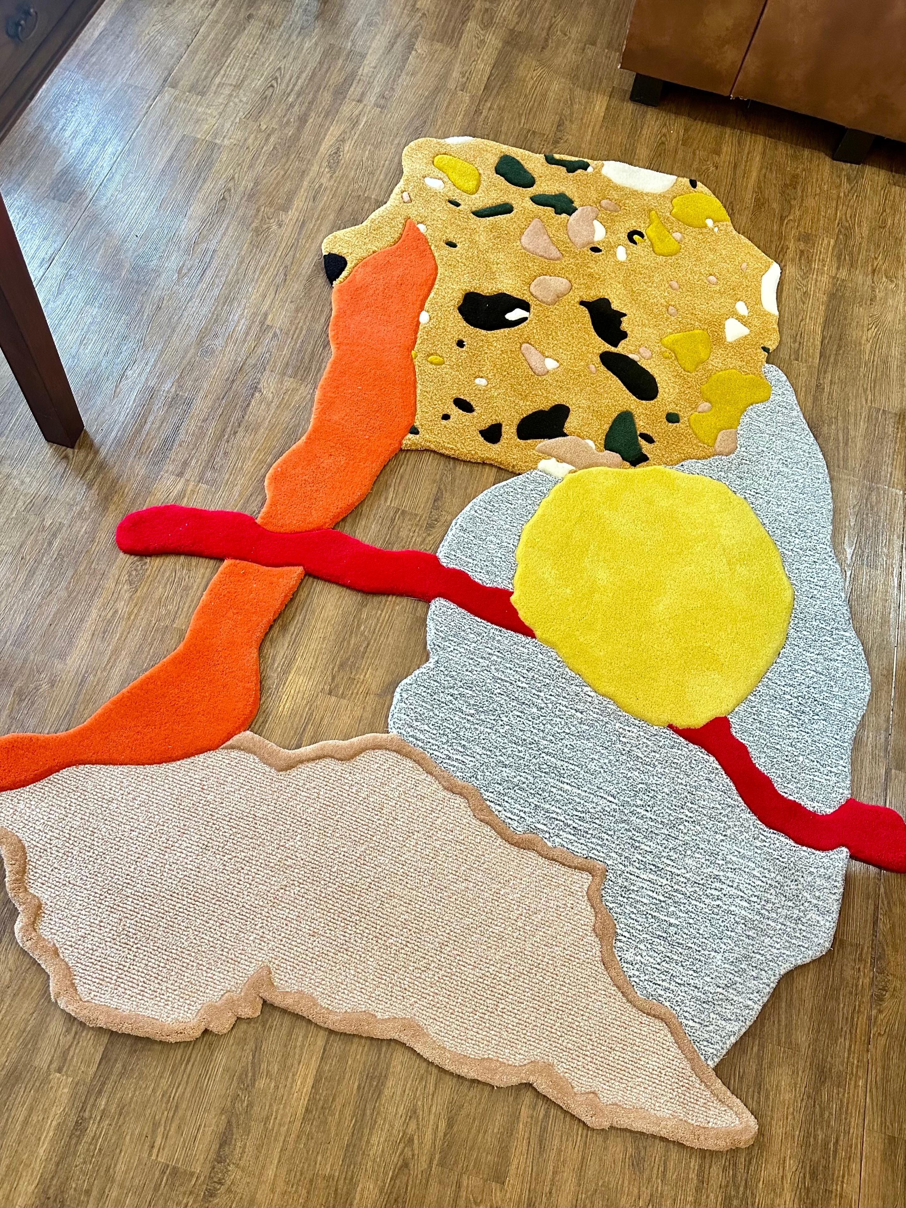 Abstrakter Contemporary Teppich mit Terrazzo-Motiv - Wolle-Acryl-Gemisch (21. Jahrhundert und zeitgenössisch) im Angebot