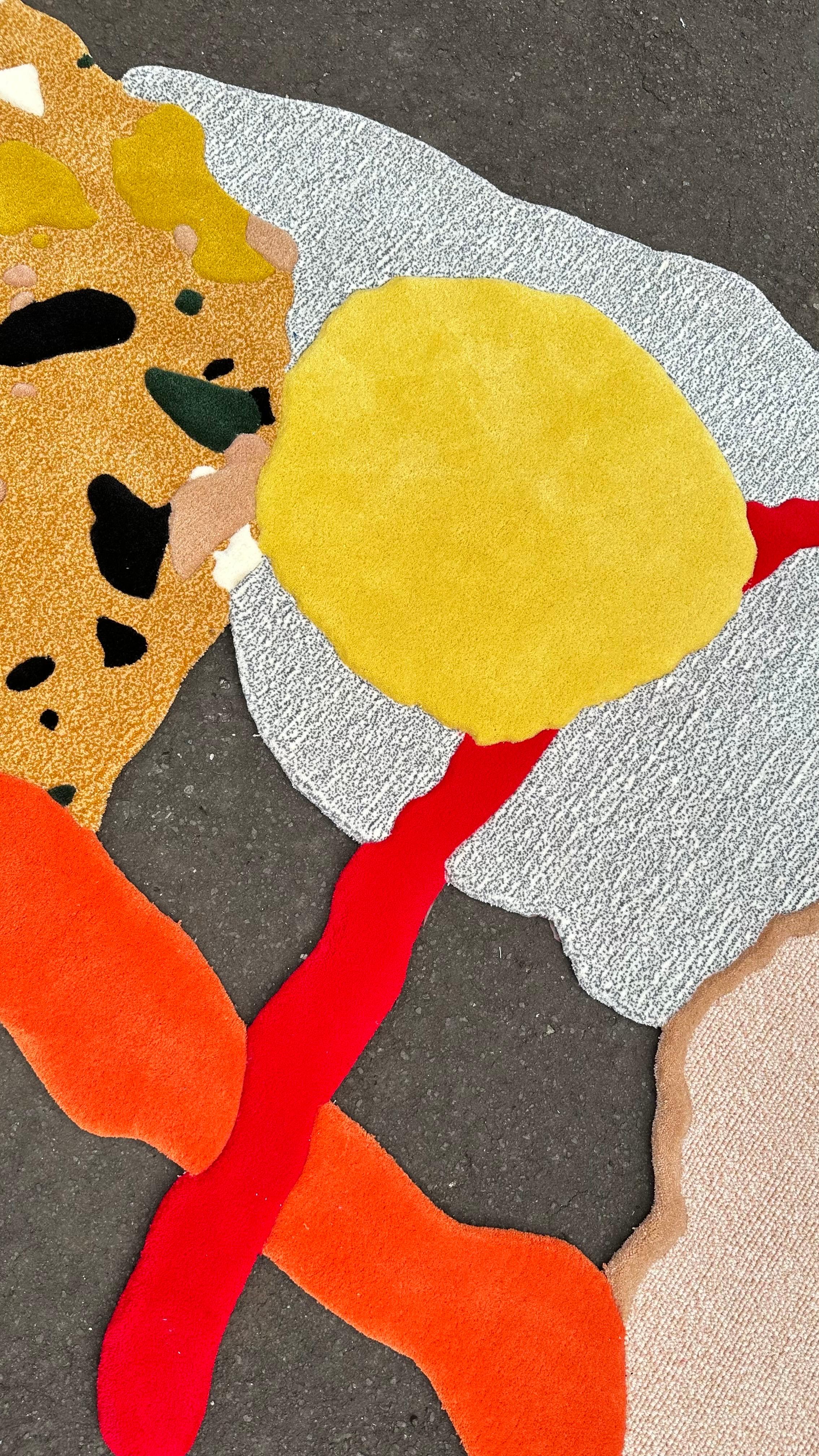 Abstrakter Contemporary Teppich mit Terrazzo-Motiv - Wolle-Acryl-Gemisch im Angebot 4