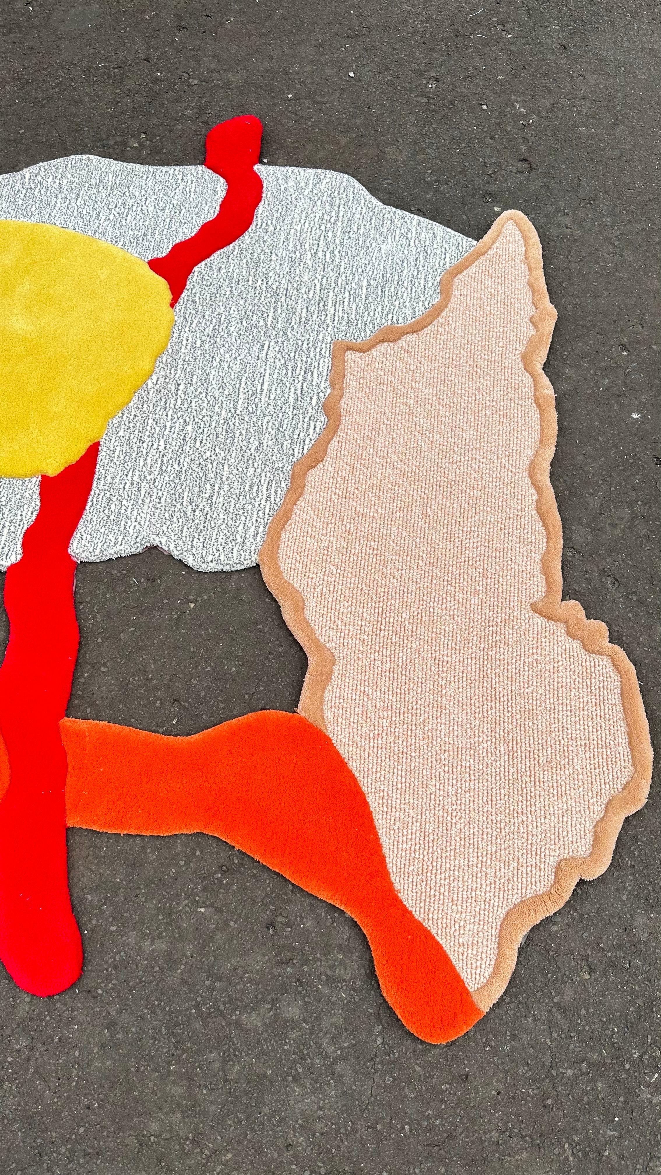 Abstrakter Contemporary Teppich mit Terrazzo-Motiv - Wolle-Acryl-Gemisch im Angebot 5