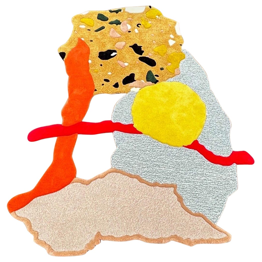 Abstrakter Contemporary Teppich mit Terrazzo-Motiv - Wolle-Acryl-Gemisch im Angebot