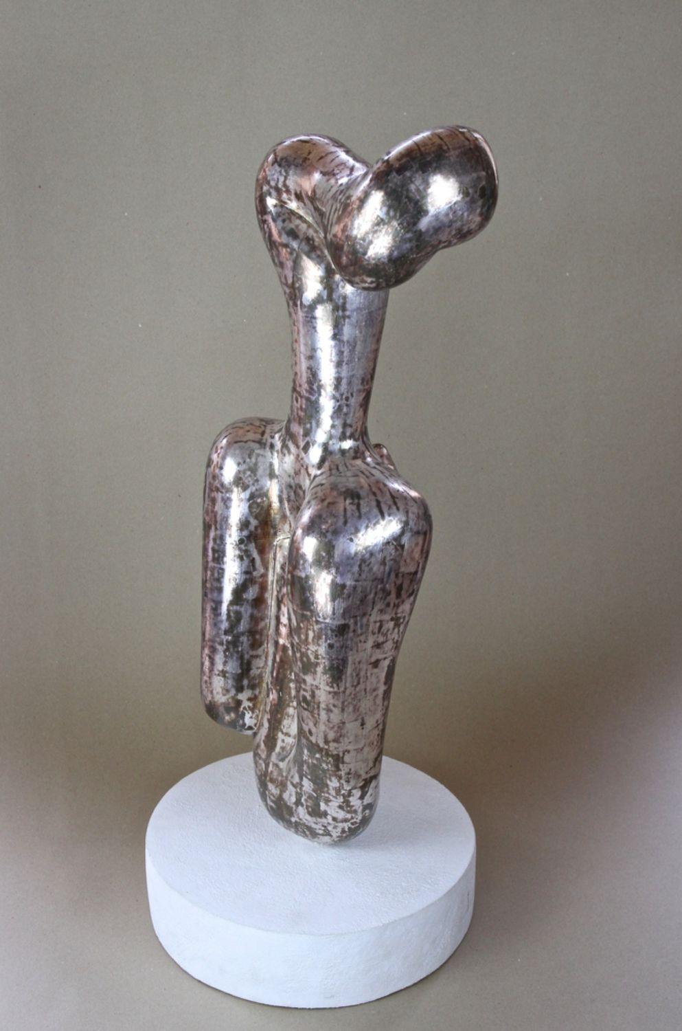 Abstract Contemporary Silvered Sculpture by M. Treml, Handcarved, Austria 2018 For Sale 12