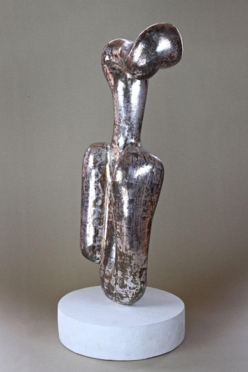 Abstract Contemporary Silvered Sculpture by M. Treml, Handcarved, Austria 2018 For Sale 13