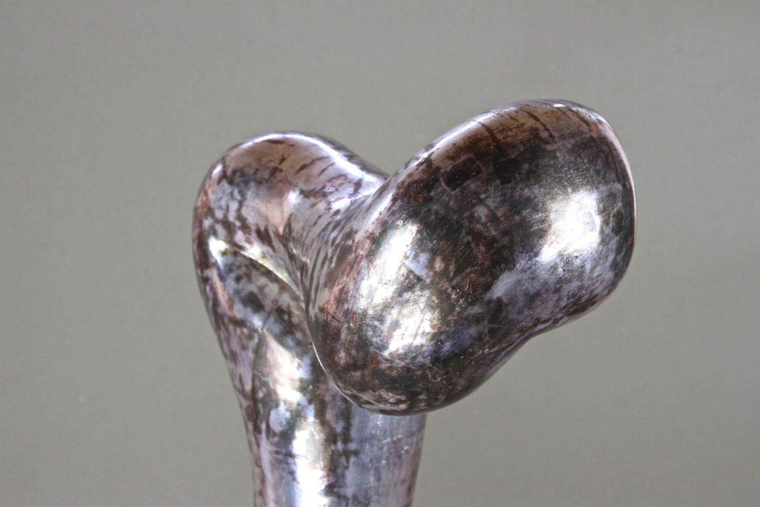 Modern Abstract Contemporary Silvered Sculpture by M. Treml, Handcarved, Austria 2018 For Sale