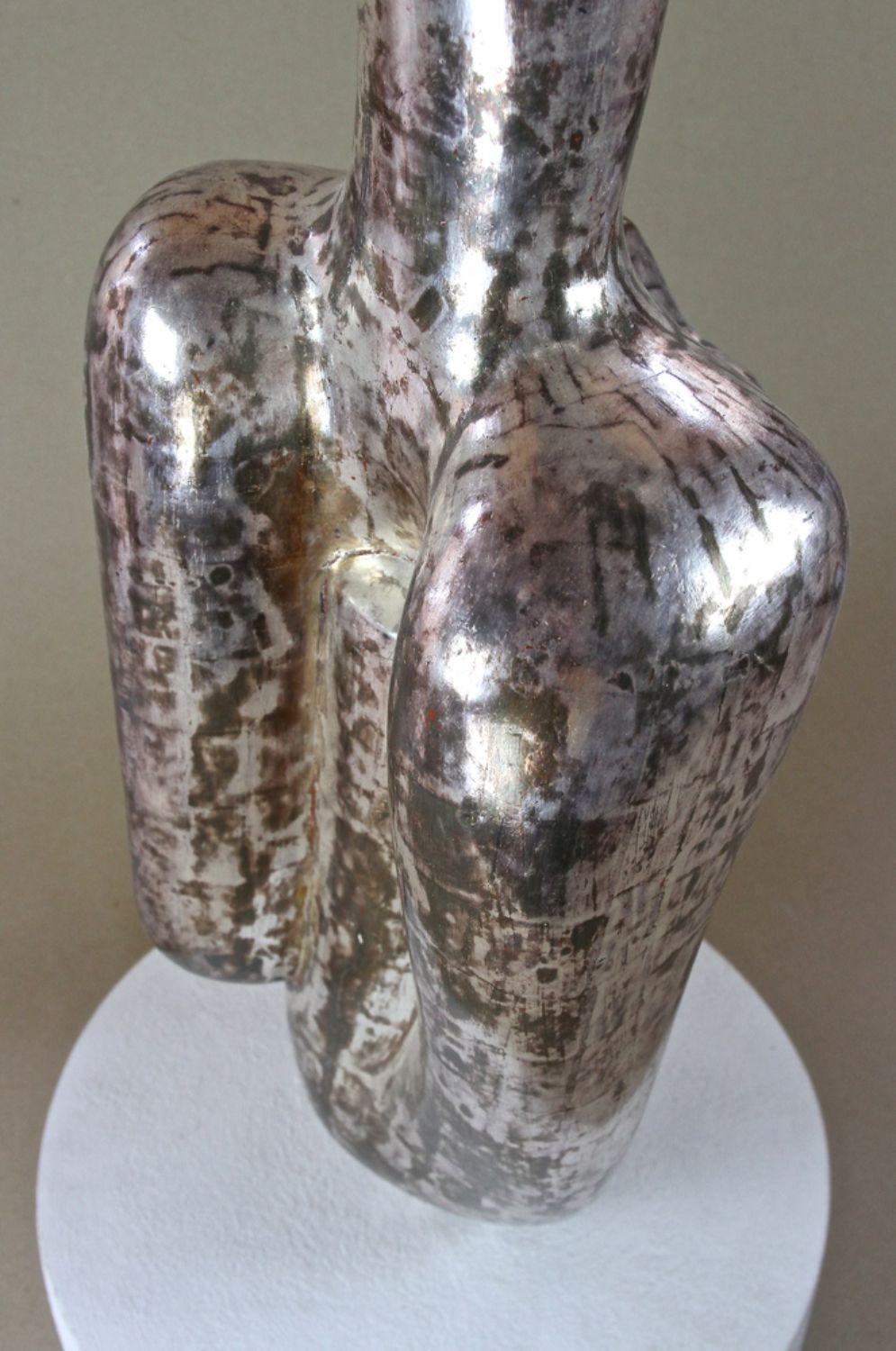 Austrian Abstract Contemporary Silvered Sculpture by M. Treml, Handcarved, Austria 2018 For Sale