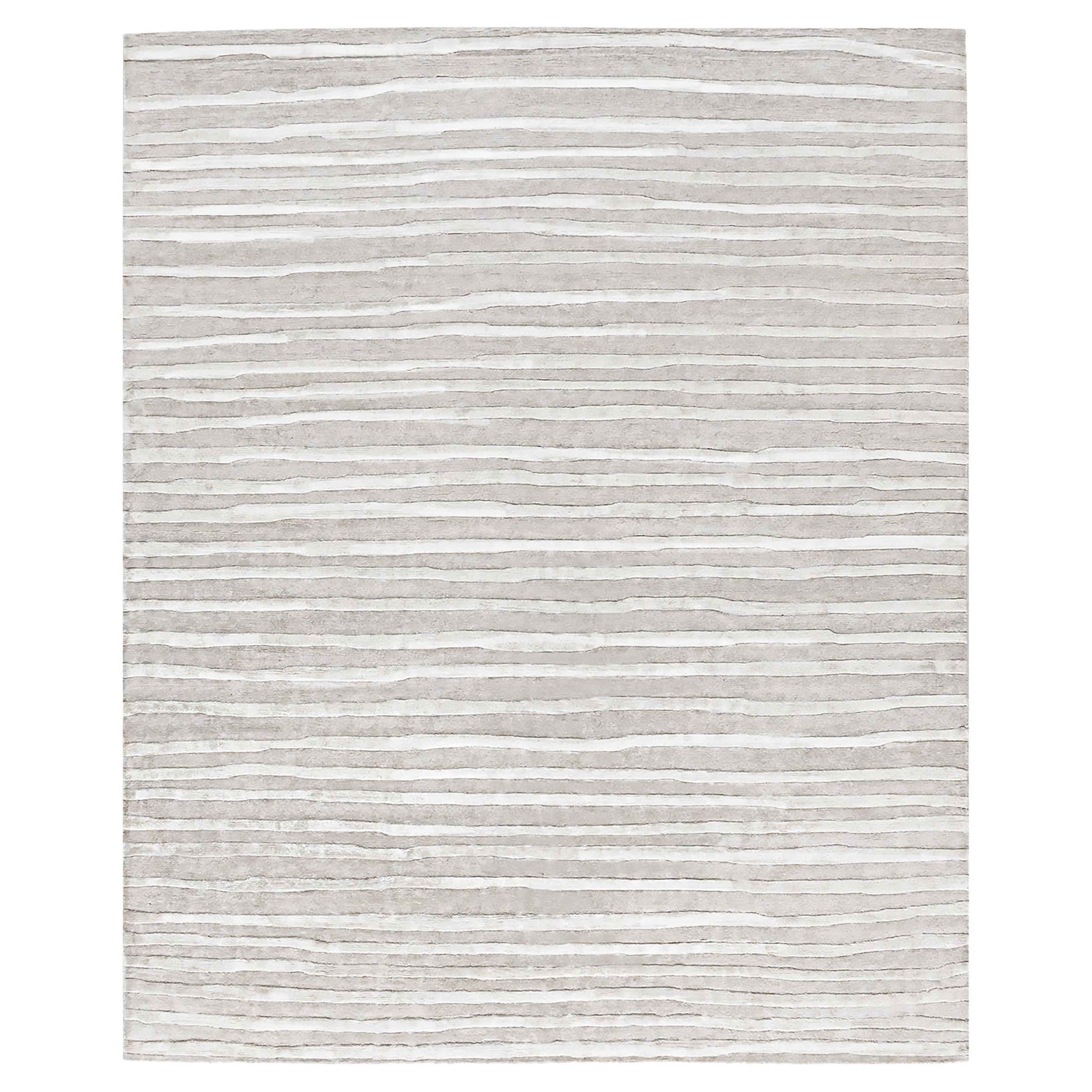 Abstrakter Contemporary Viskose Hand Made Teppich 8' x 10'