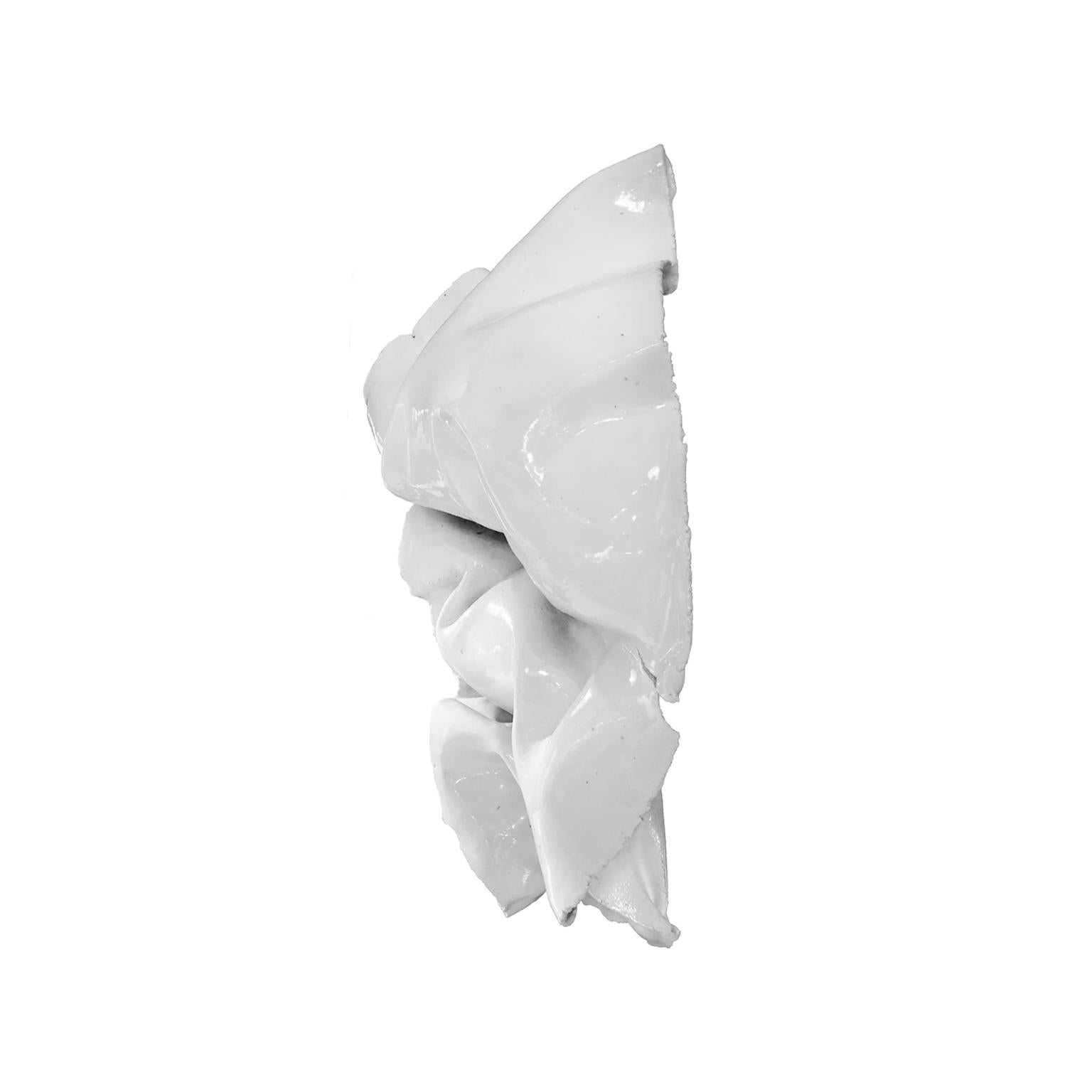 American Abstract Crumpled Ceramic Wall Sculpture #3 by Evan Blackwell