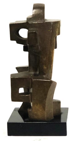 Abstract Cubist Bronze Sculpture Signed DN, XX Century