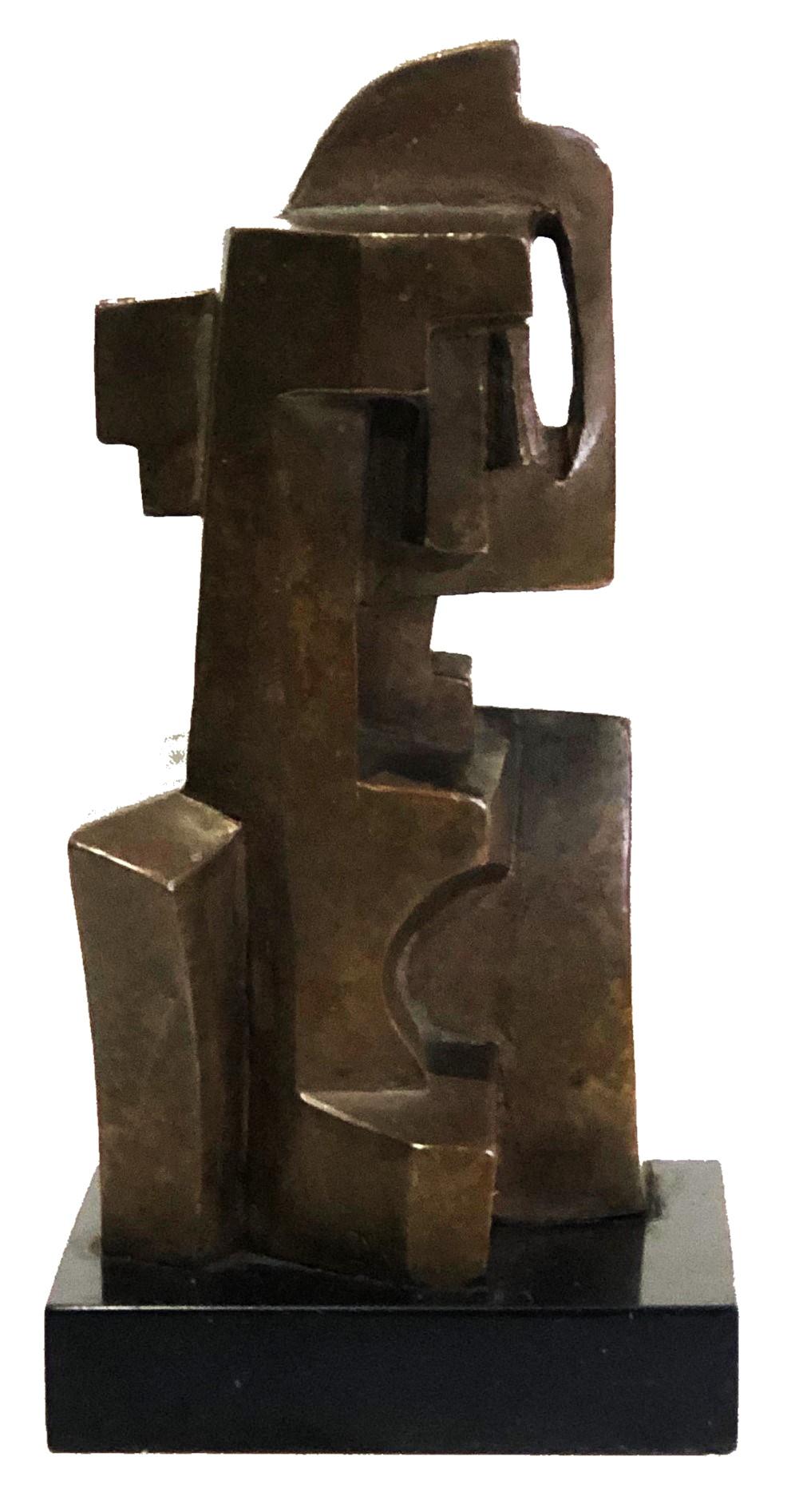 Abstrakte kubistische Bronzeskulptur aus Bronze, signiert DN, XX. Jahrhundert  (Brutalismus) im Angebot