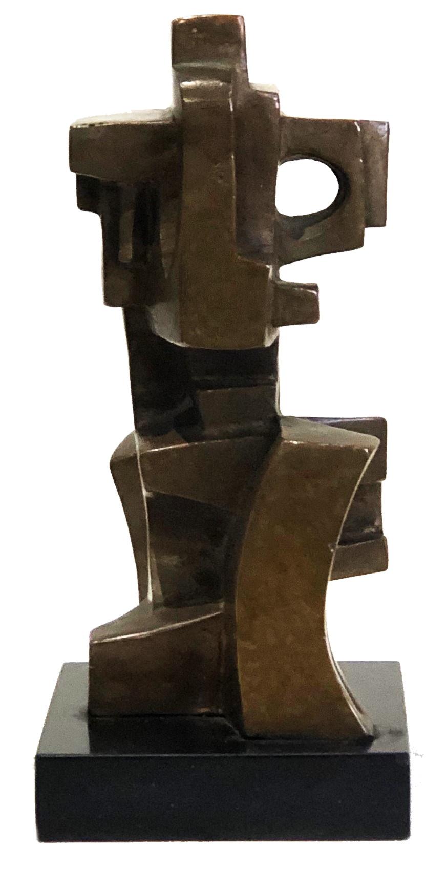 American Abstract Cubist Bronze Sculpture Signed DN, XX Century  For Sale