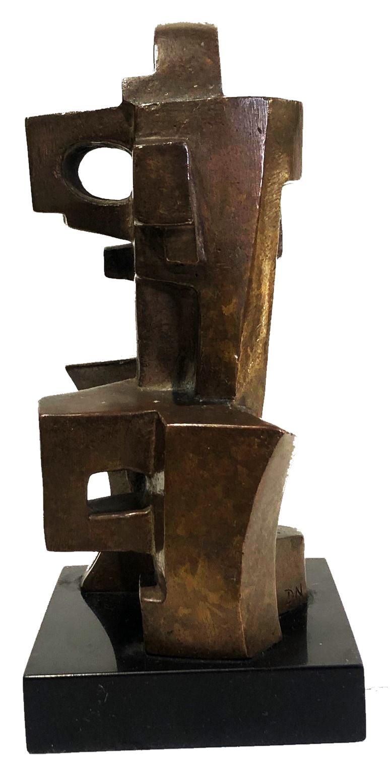 Abstrakte kubistische Bronzeskulptur aus Bronze, signiert DN, XX. Jahrhundert  (20. Jahrhundert) im Angebot