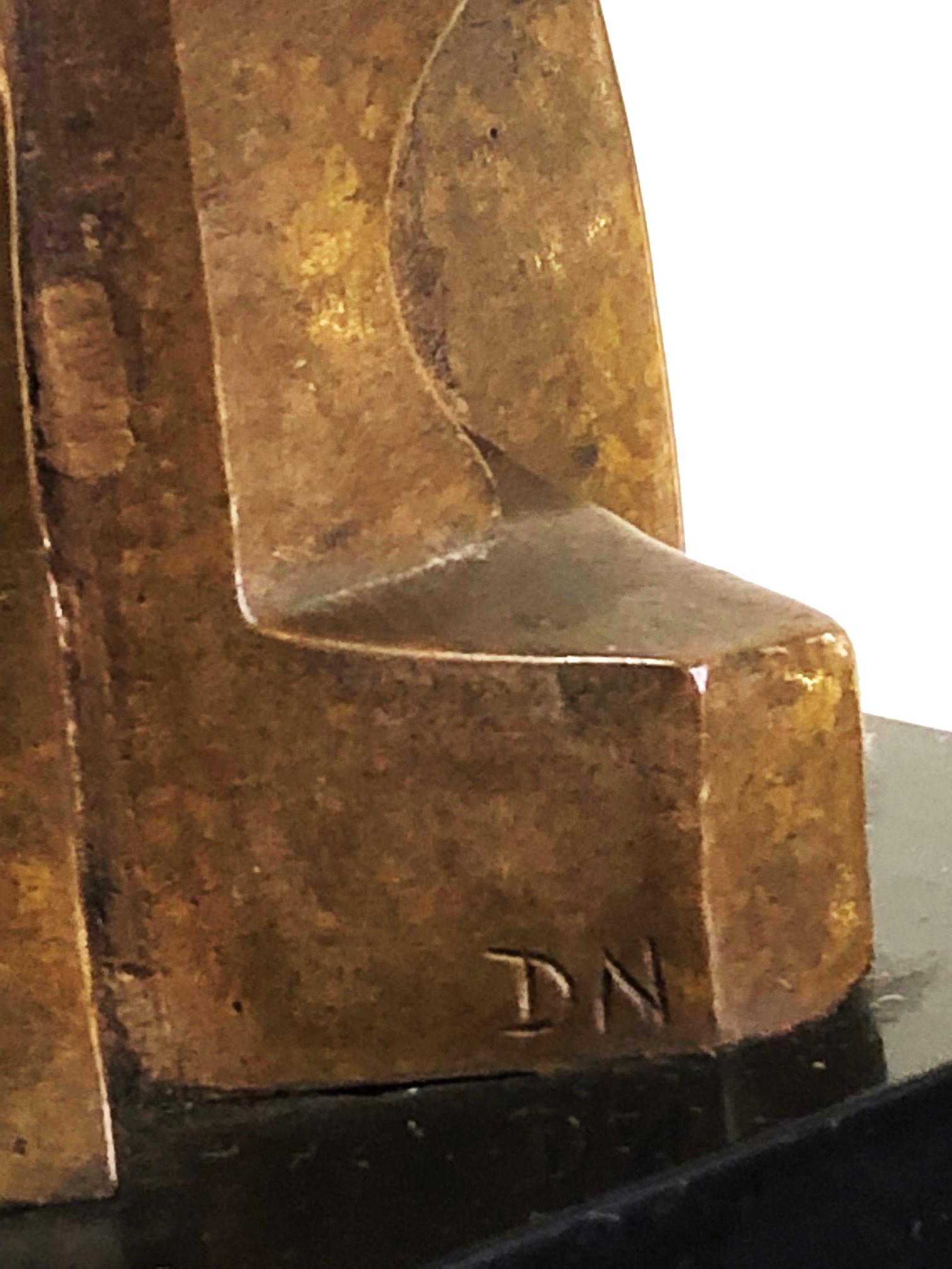Abstract Cubist Bronze Sculpture Signed DN, XX Century  For Sale 1