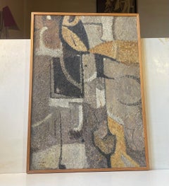 Abstract Cubist Composition in Oil by Henning Nielsen, Danish Artist 1970s