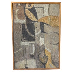 Abstract Cubist Composition in Oil by Henning Nielsen, Danish Artist 1970s