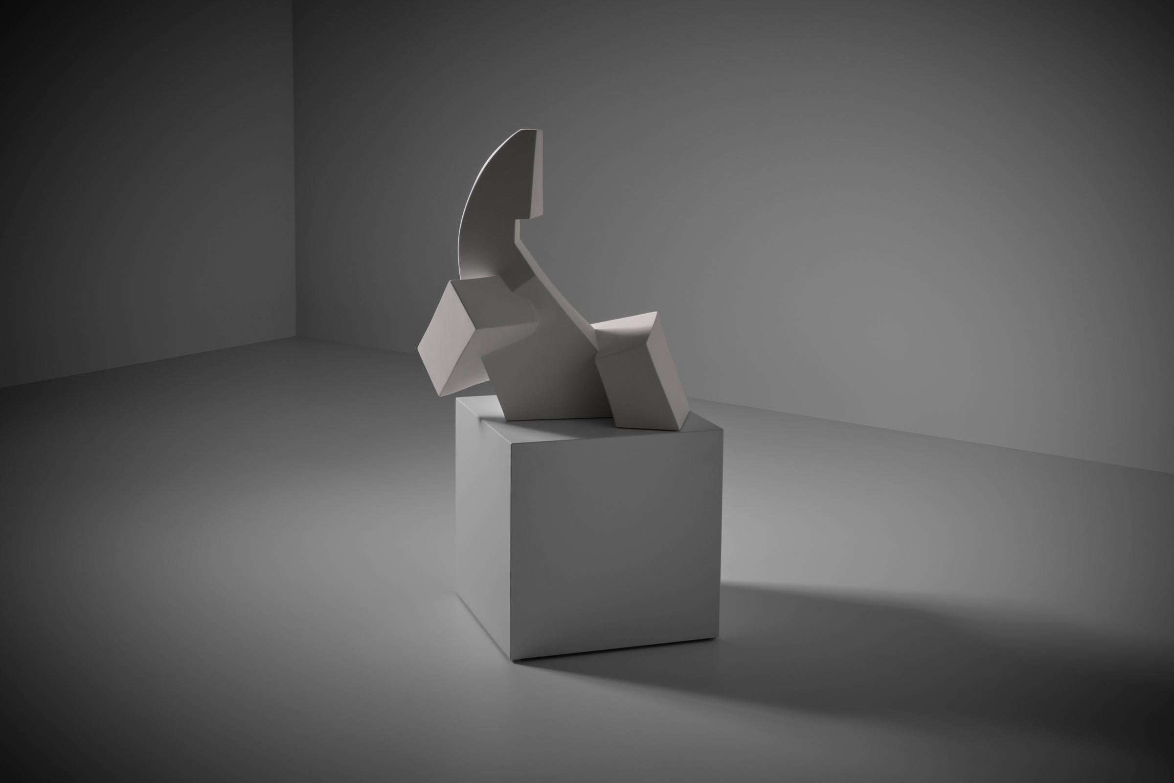 French Abstract Cubist Plaster Sculpture, 1960s