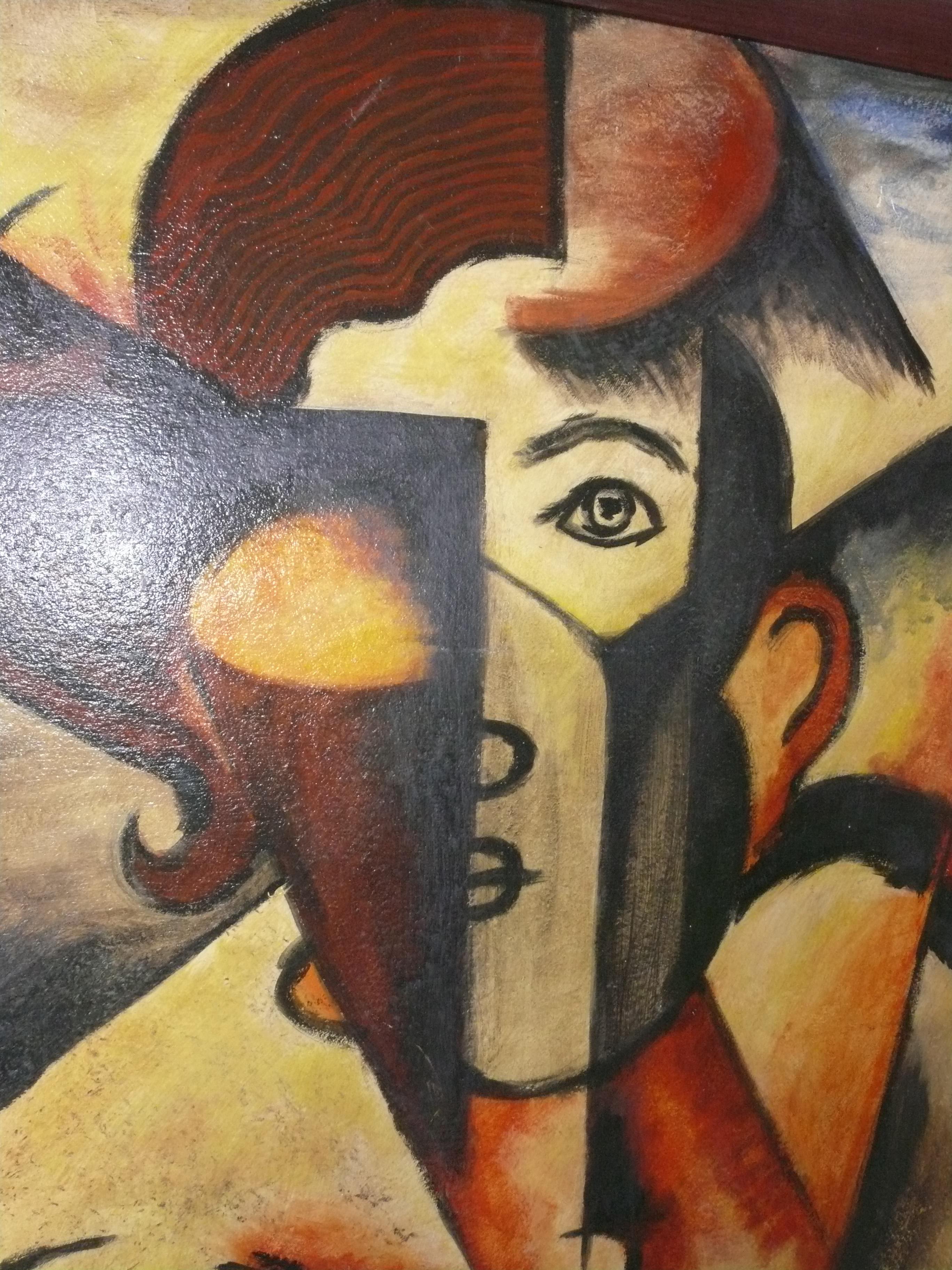 Américain Peinture abstraite cubiste d'après Liubov Popova Style Art Déco 40