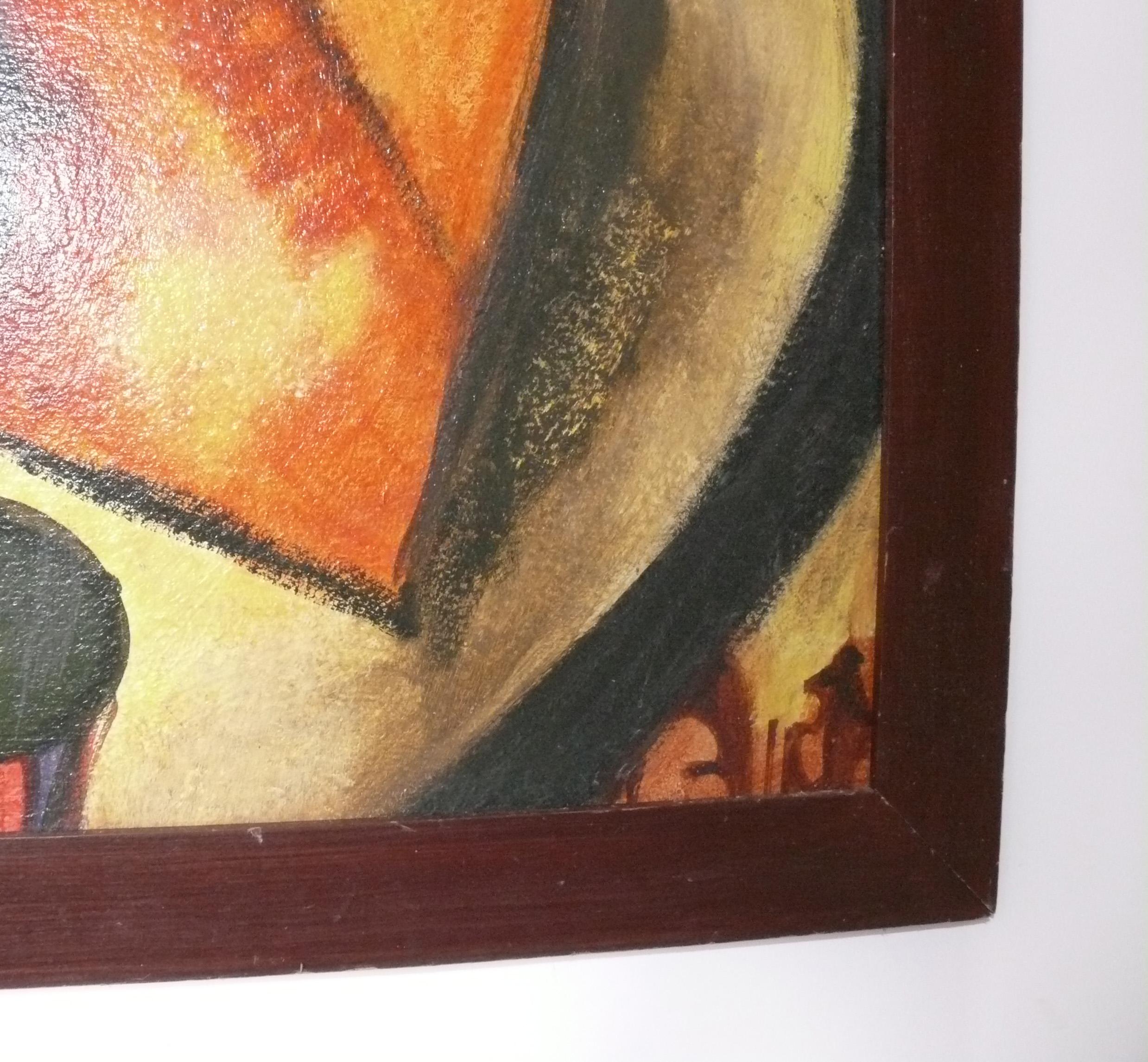 Peinture abstraite cubiste d'après Liubov Popova Style Art Déco 40