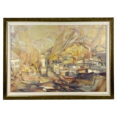 Abstract Cubist Landscape Oil on Canvas Painting by Peter a. Panow