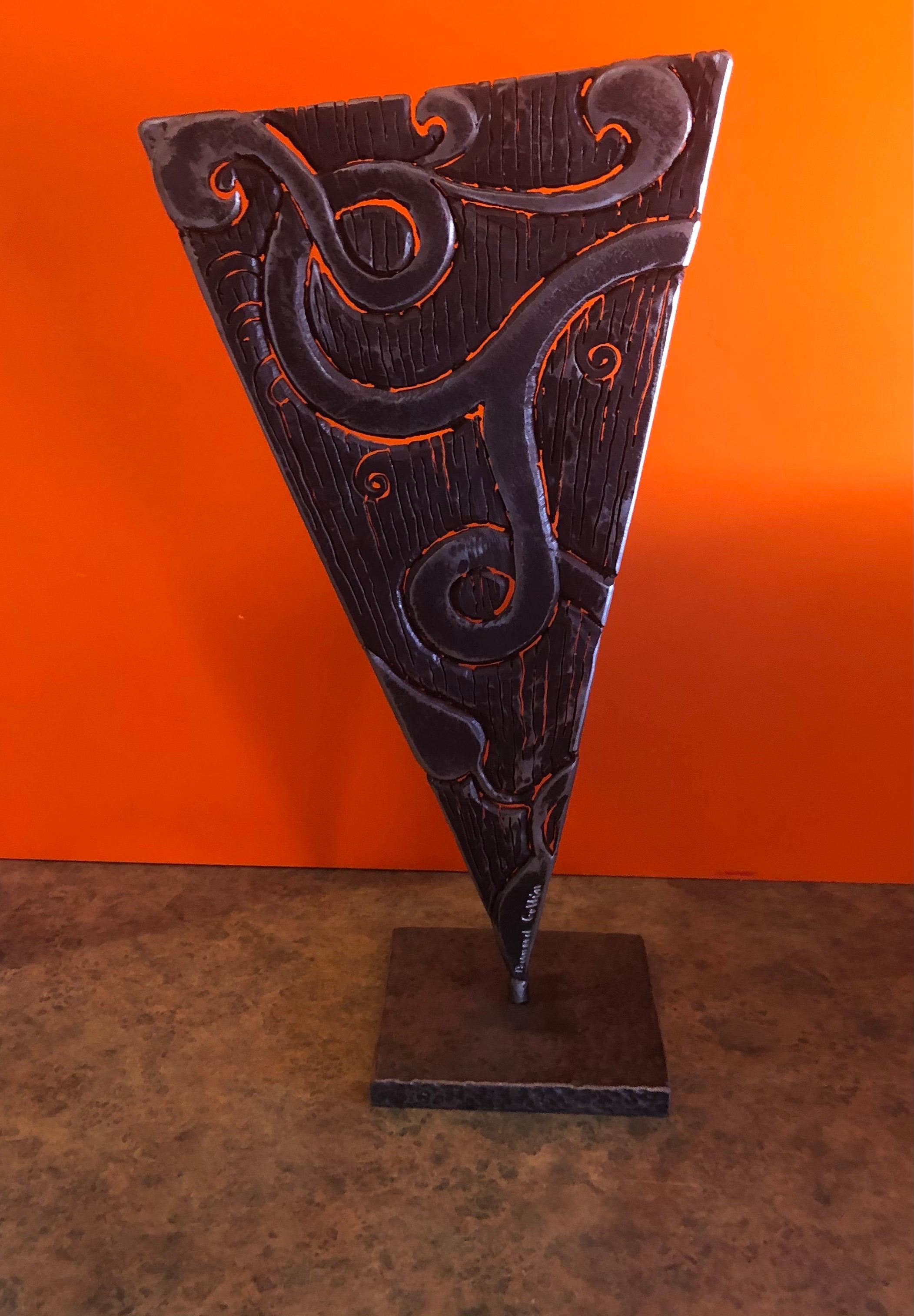 American Abstract Cut Steel Sculpture by Bernard Collin For Sale