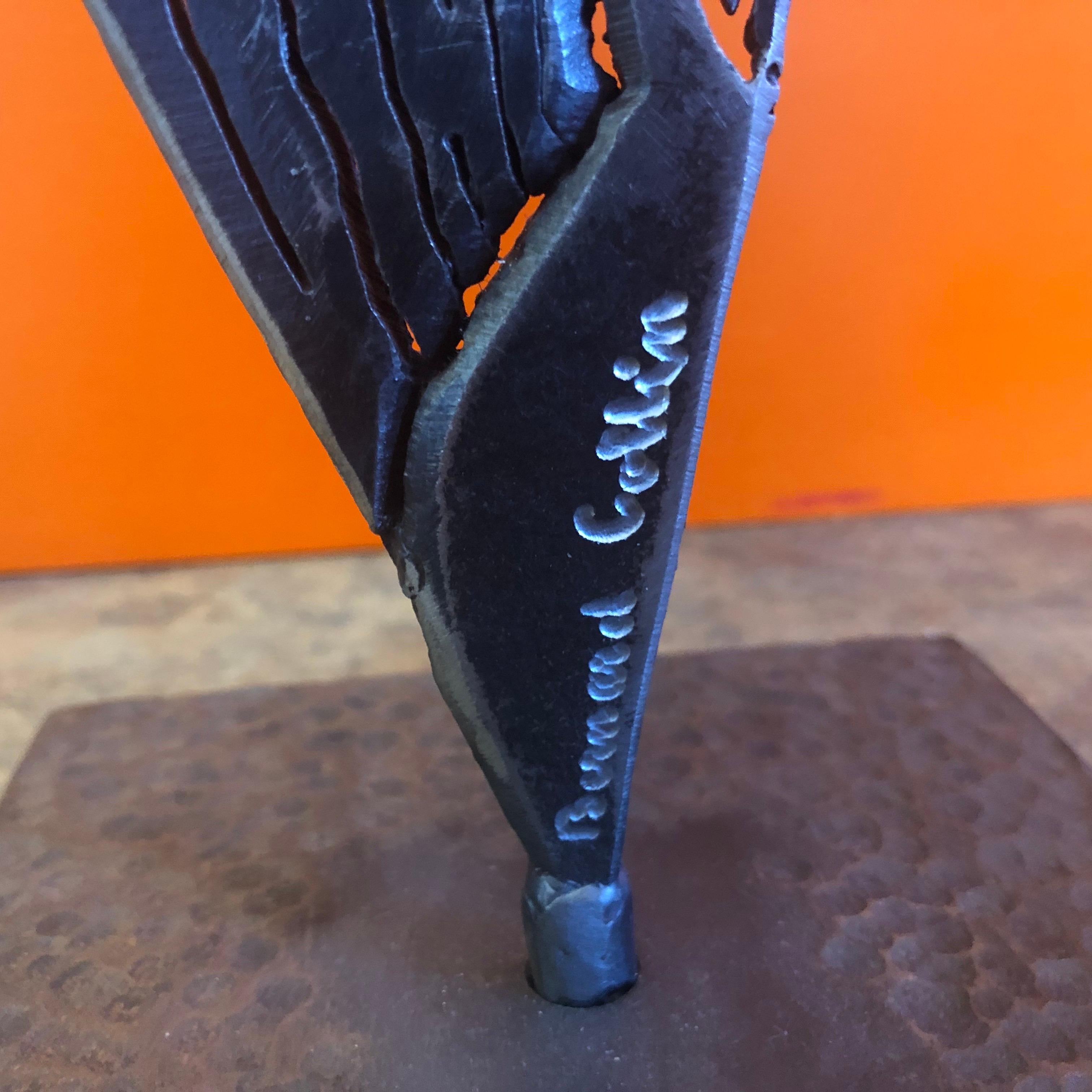 Abstract Cut Steel Sculpture by Bernard Collin For Sale 2