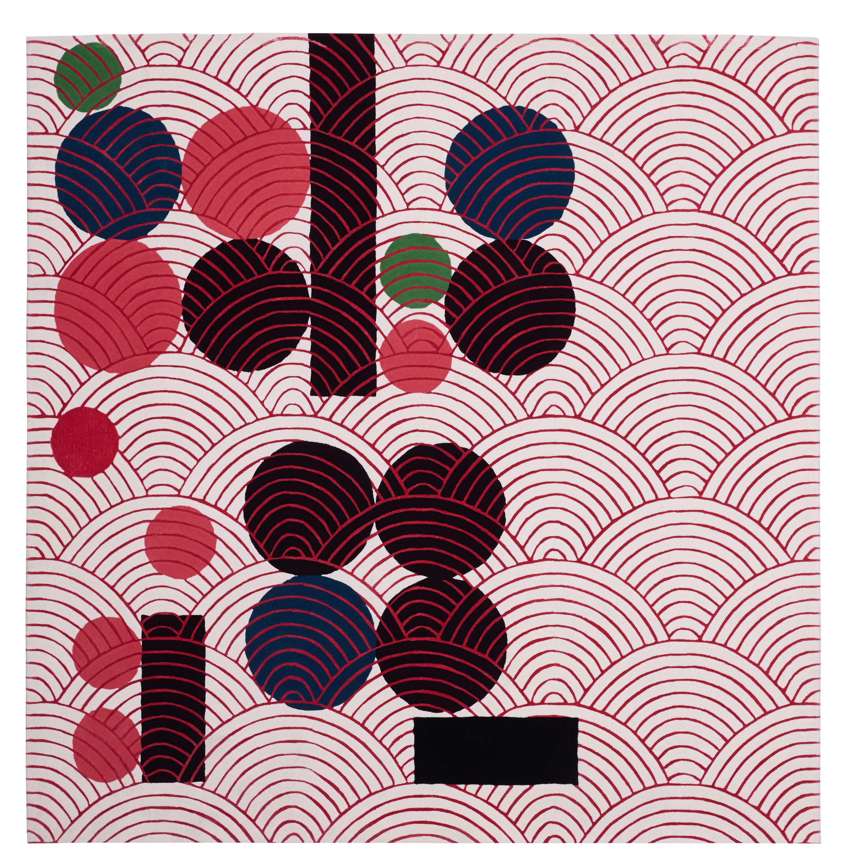 Abstract Dadaist Contemporary Rug Inspired by Sophie Taeuber Arp 6