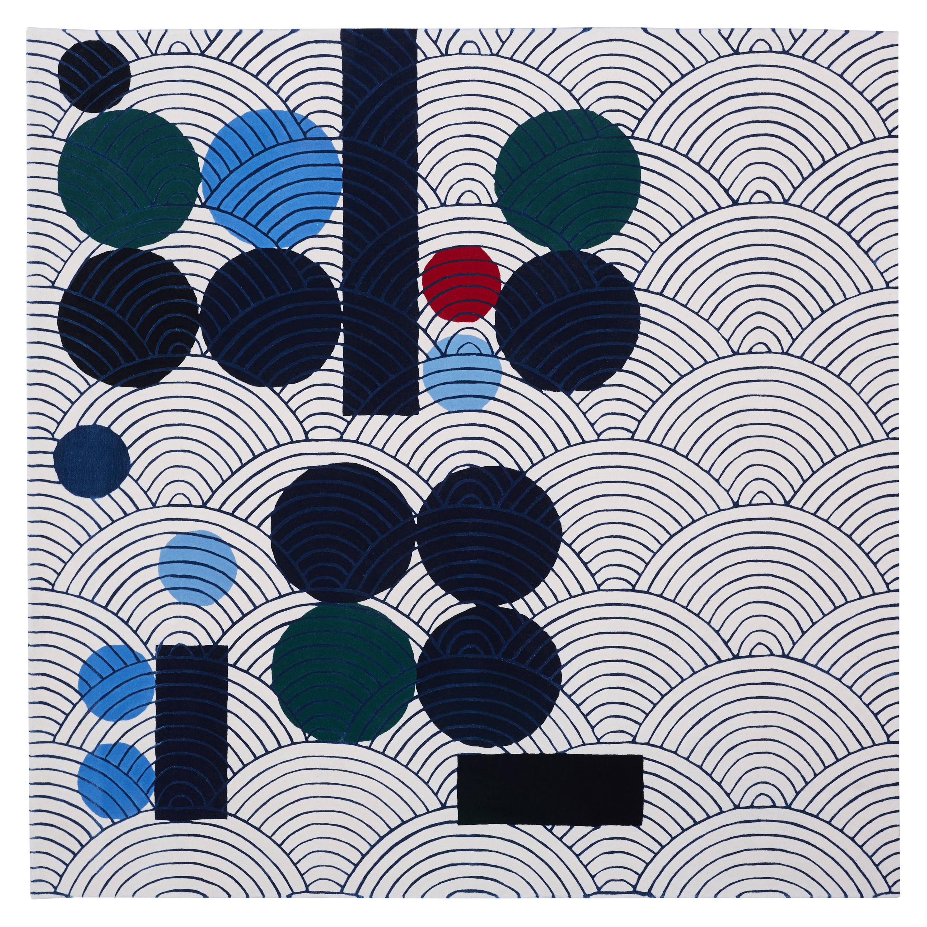 Abstract Dadaist Contemporary Rug Inspired by Sophie Taeuber Arp