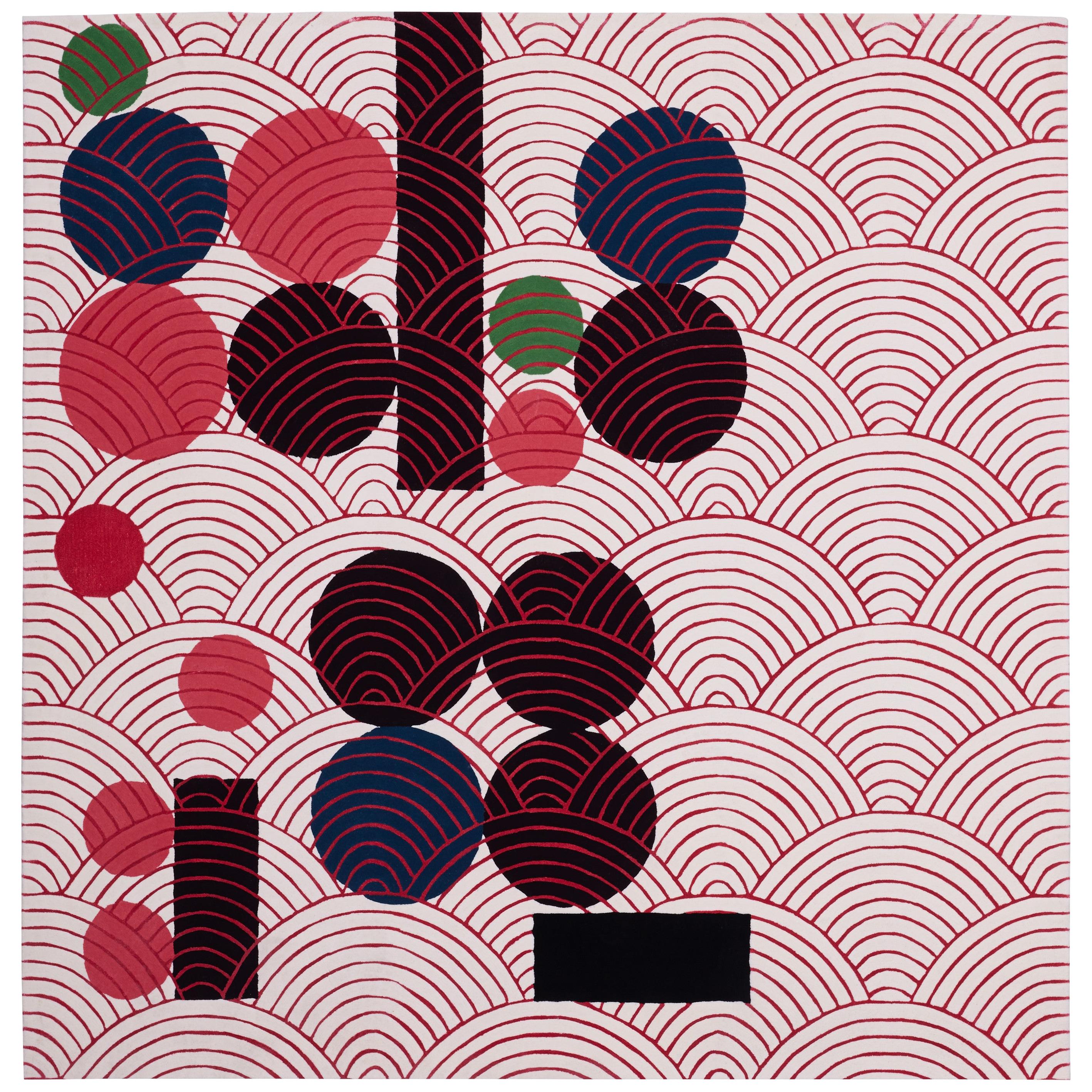 Abstract Dadaist Contemporary Rug Inspired by Sophie Taeuber Arp