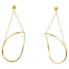 Abstract Dangle Hoop Earrings, 18 Carat Gold Plated Recycled Silver 