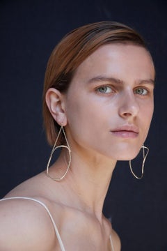 Abstract Dangle Hoop Earrings in Recycled Silver