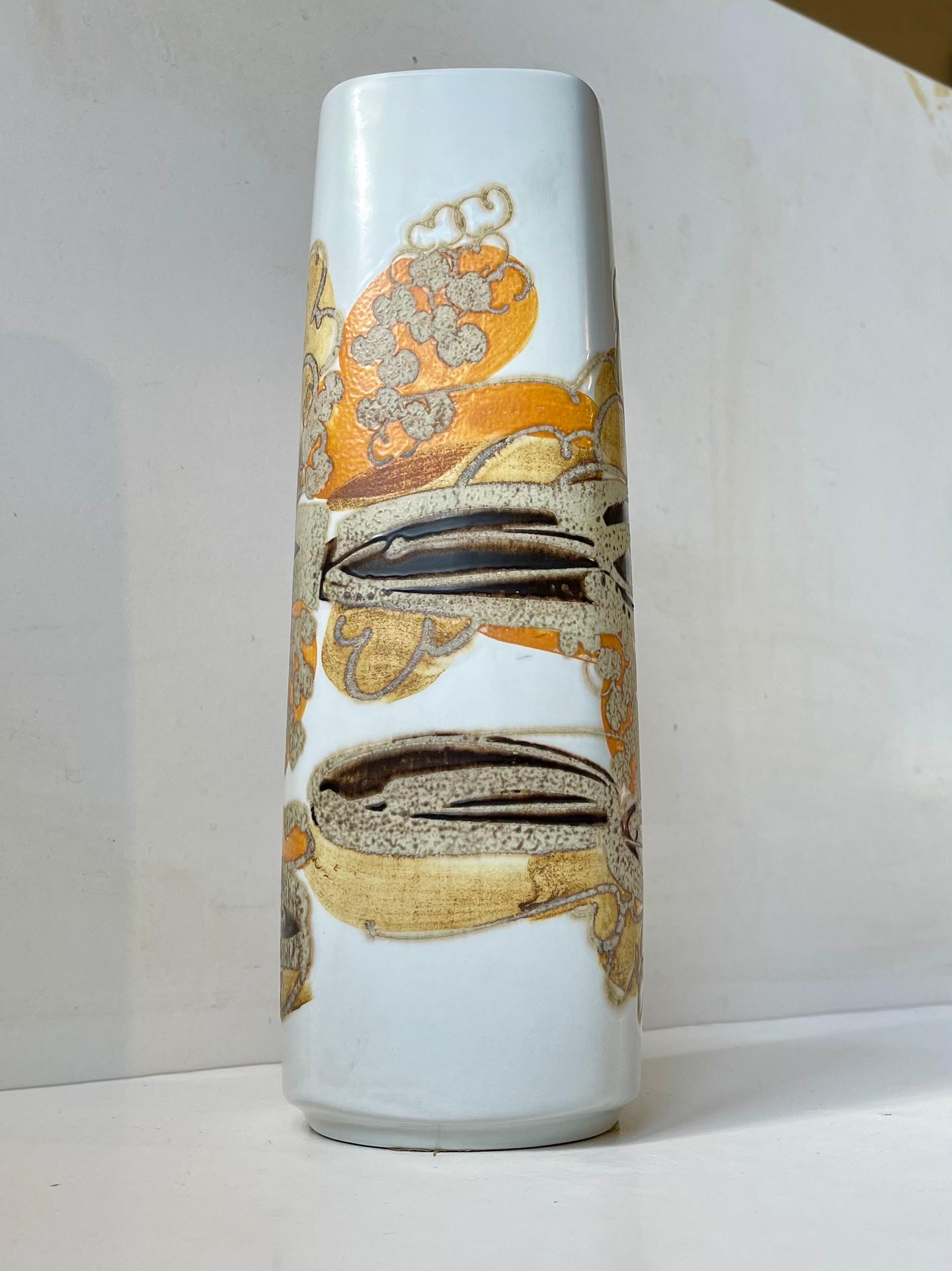 Glazed Abstract Danish Modern Royal Copenhagen Faience Vase by Ellen Malmer For Sale