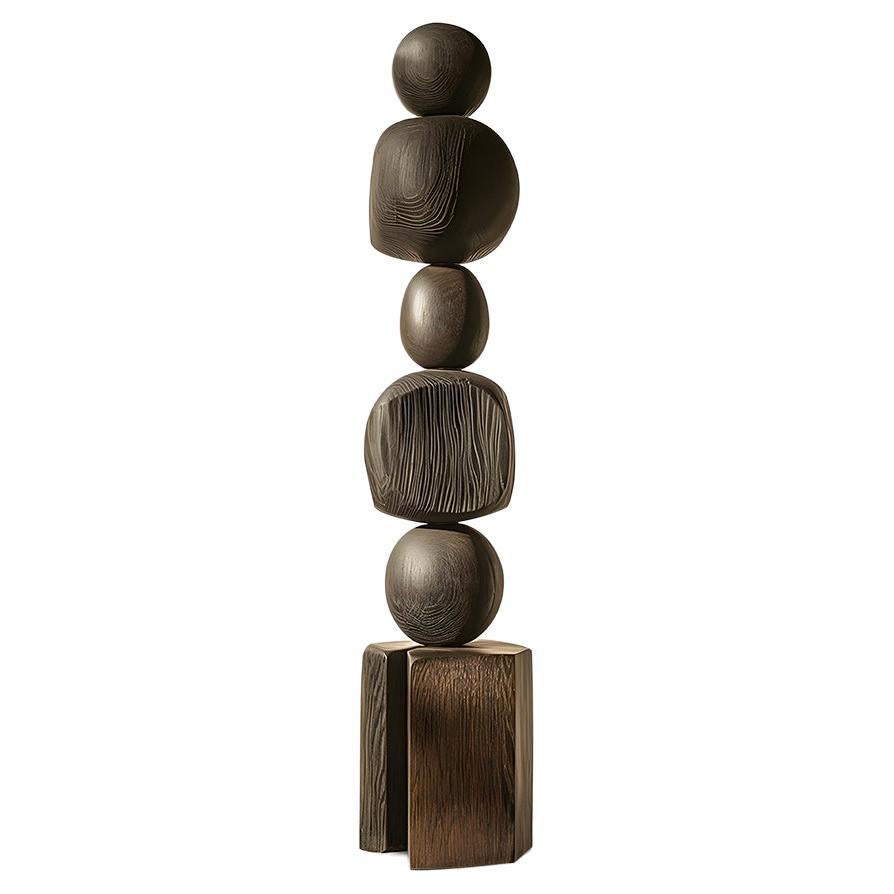 Abstract Dark Art in Modern Sculpture, Burned Oak by Escalona, Still Stand No94 For Sale