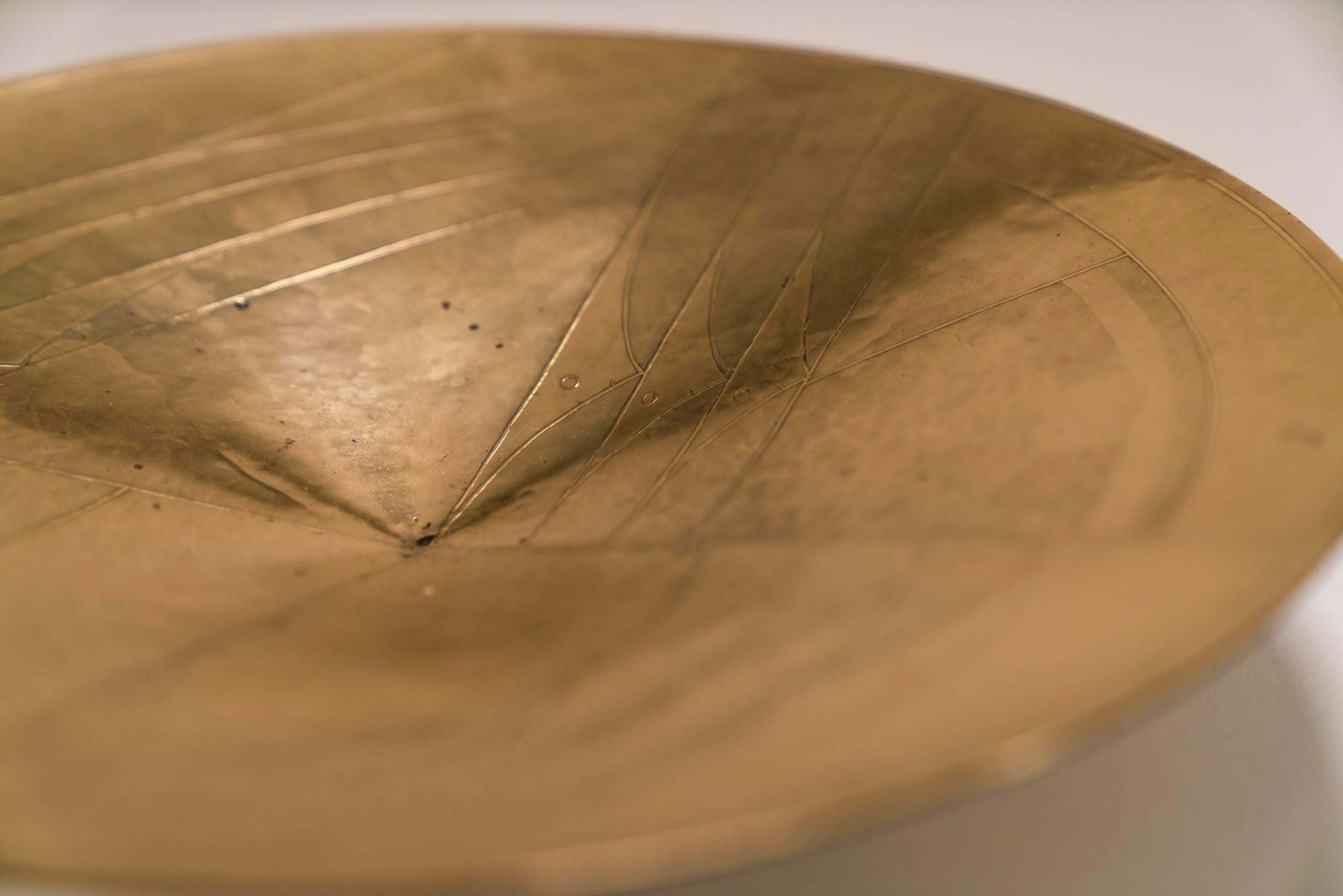 Abstract Decorated Bowl in Hammered Brass by Cris Agterberg, Netherlands 1934 3