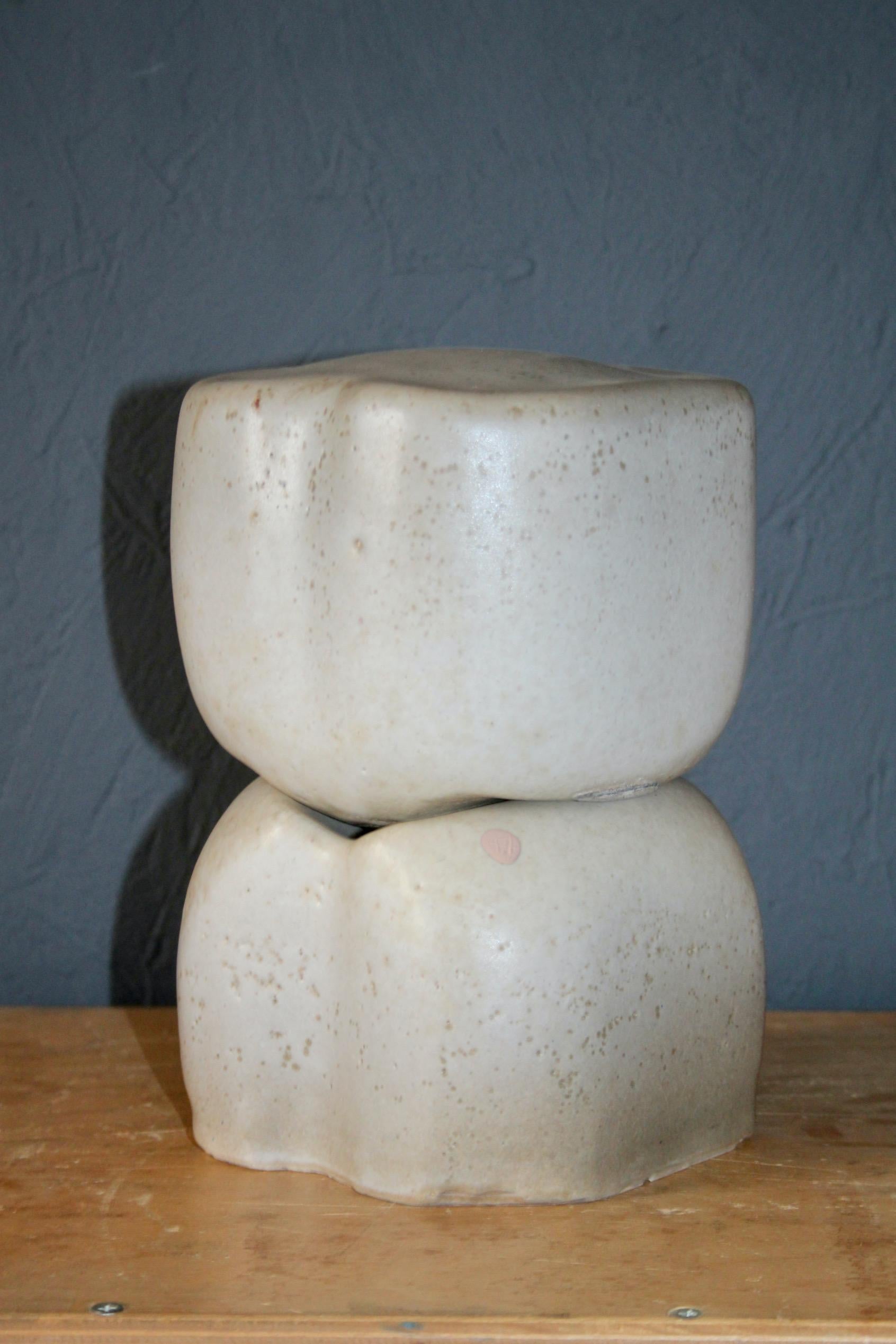 Decorative ceramic abstract sculpture in 2 parts