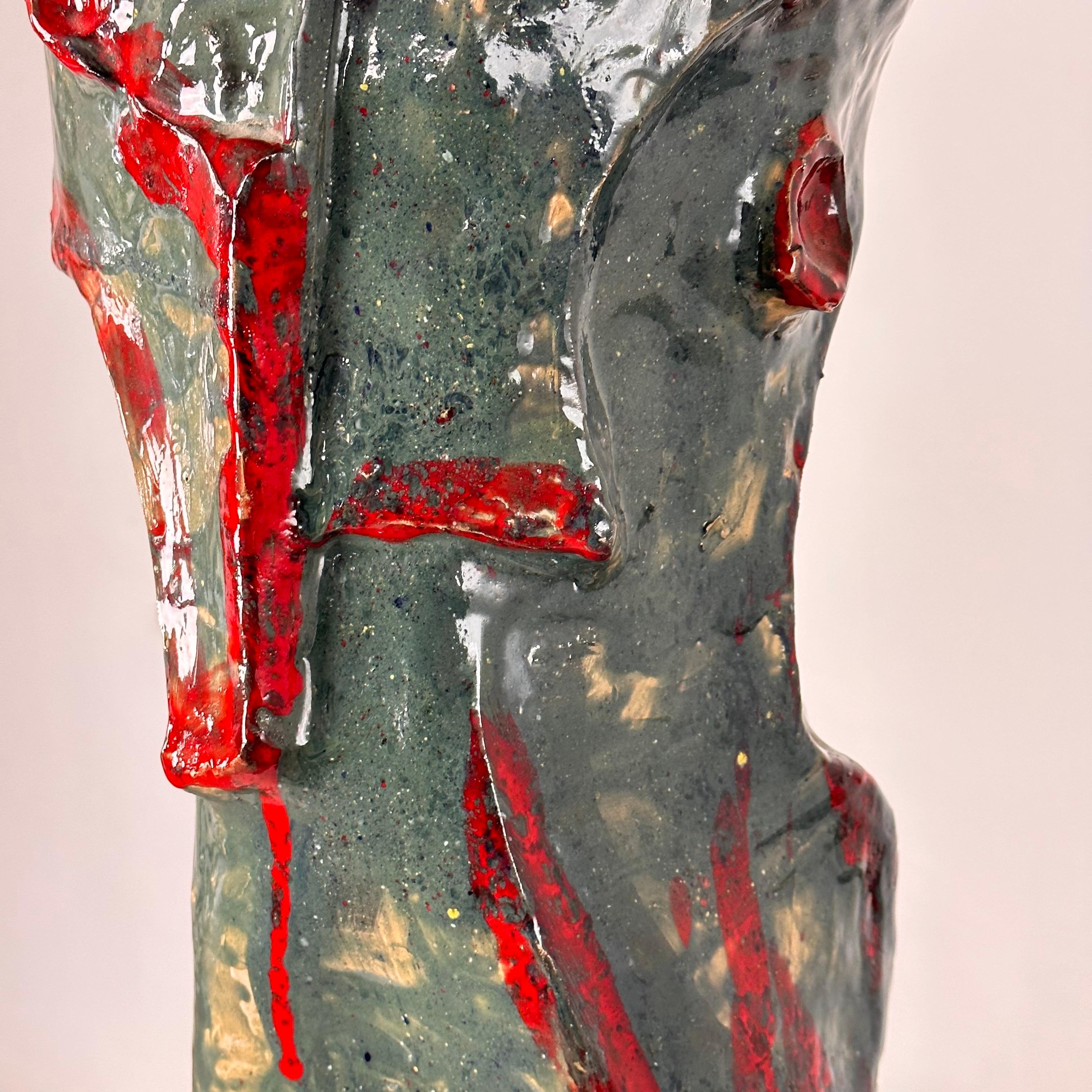 Vaso decorativo astratto in ceramica smaltata Scultura di Pupo Gino, anni '40, Italia in vendita 4