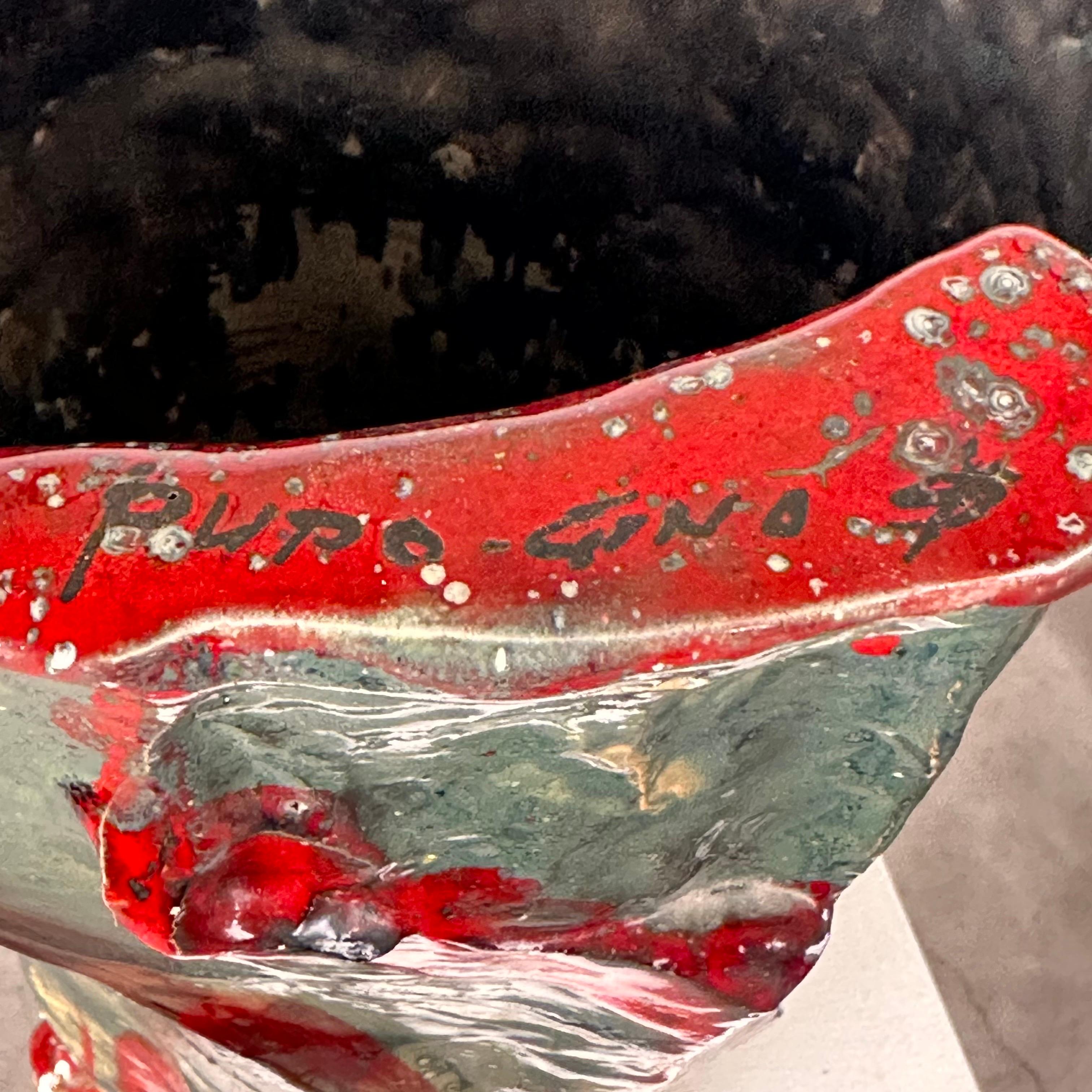 Vaso decorativo astratto in ceramica smaltata Scultura di Pupo Gino, anni '40, Italia in vendita 6