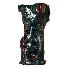 Abstract Decorative Glazed Ceramic Vase Sculpture by Pupo Gino, 1940s, Italy