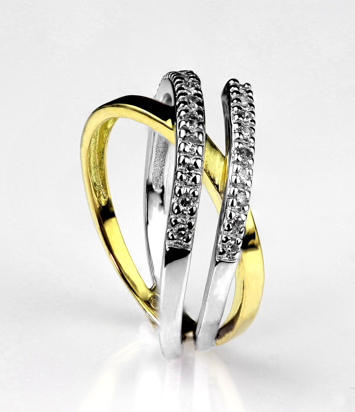 Modern Abstract Design Diamond Ring Set in 18 Carat Yellow and White Gold, French For Sale
