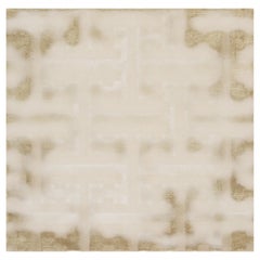 Motif abstrait « Terrace Grid » de Doris Leslie Blau, dans les tons beige sable et brun clair