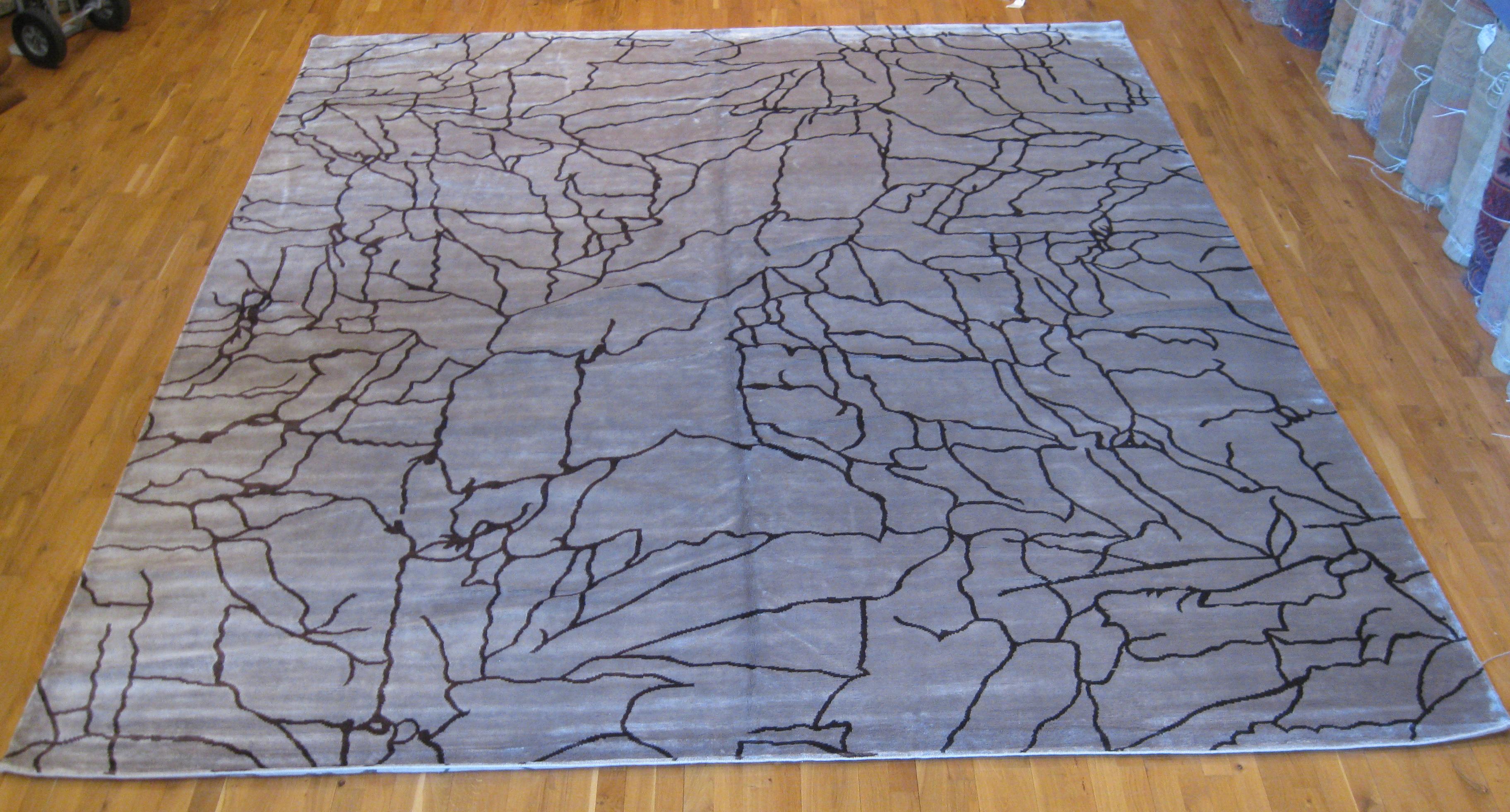 Hand-Knotted Abstract Design Rug For Sale