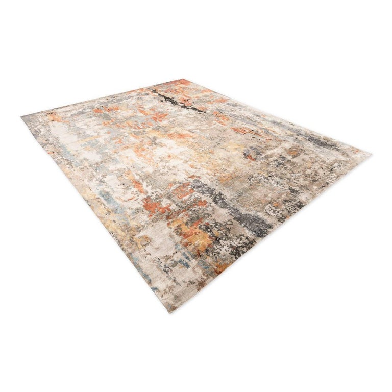 21st Century Contemporary Silk And Wool Rug Abstract Design With Modern 21st Century Contemporary Silk And Wool Rug Abstract Design With Earth Colors For