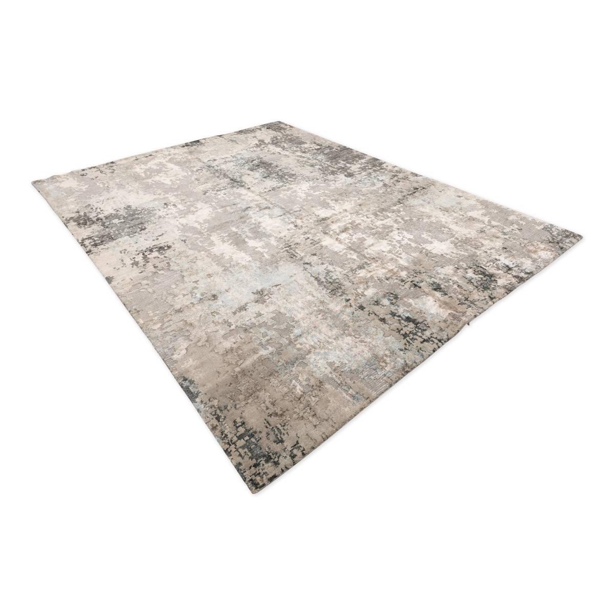 Modern Contemporary Silk and Wool Rug, Abstract Design over Gray Tones