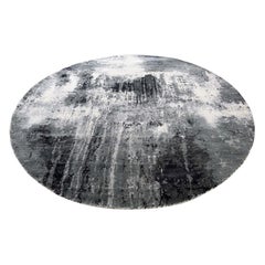 Abstract Design Wool and Silk Hand Knotted Round Rug