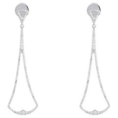 Abstract Diamond 14K (or 18k upon request) White Gold Long Drop Earrings