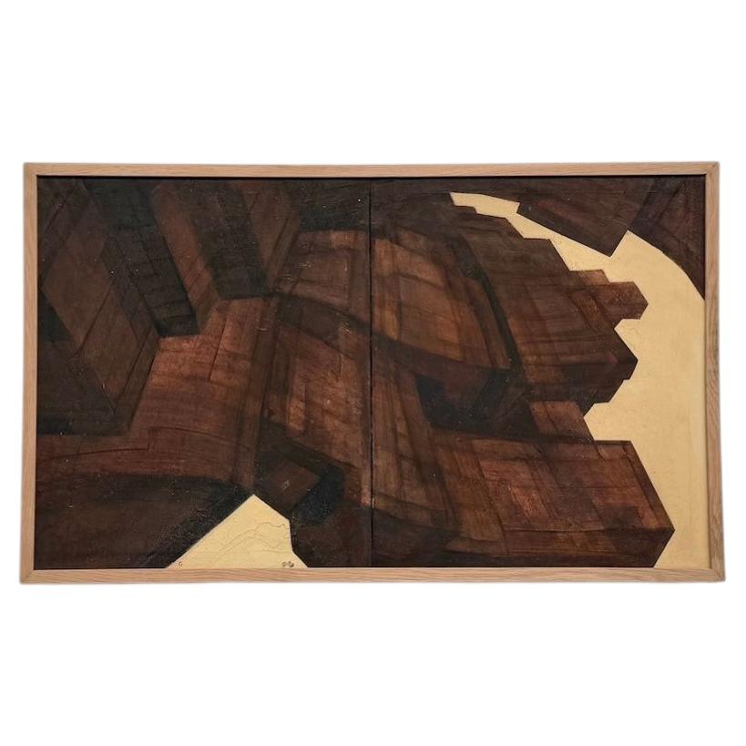 Abstract diptych painting from the 1970s