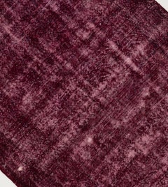 5.7x9 Ft Abstract, Distressed Vintage Handmade Area Rug Overdyed in Maroon Color