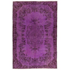 6.6x10.2 Ft Purple Color Overdyed Vintage Turkish Rug for Contemporary Interiors