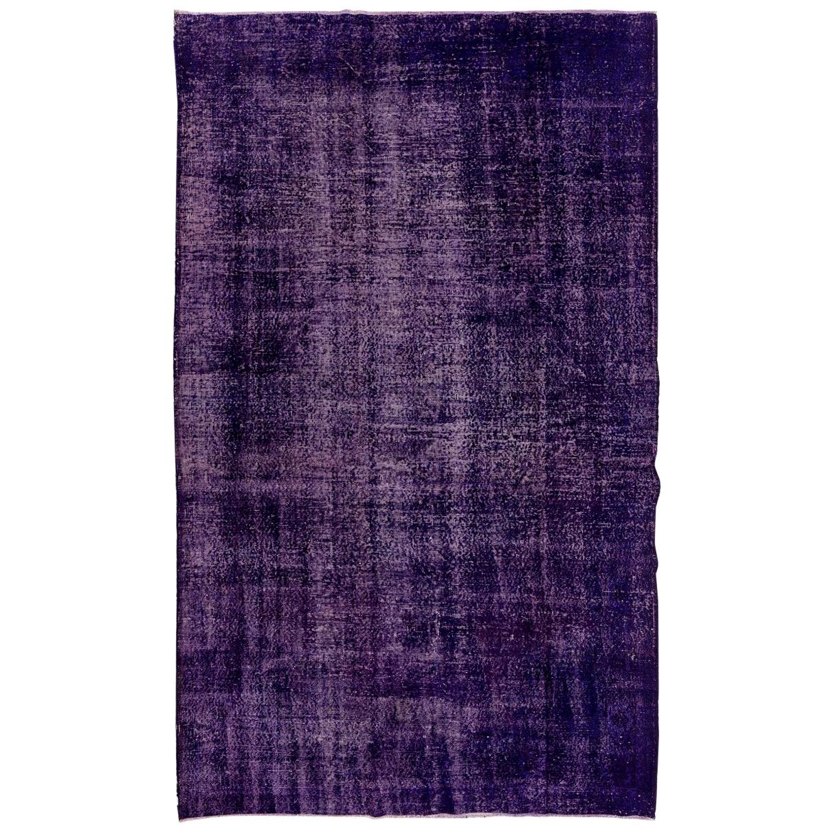 6x9 Ft Distressed Vintage Handmade Turkish Area Rug ReDyed in Purple