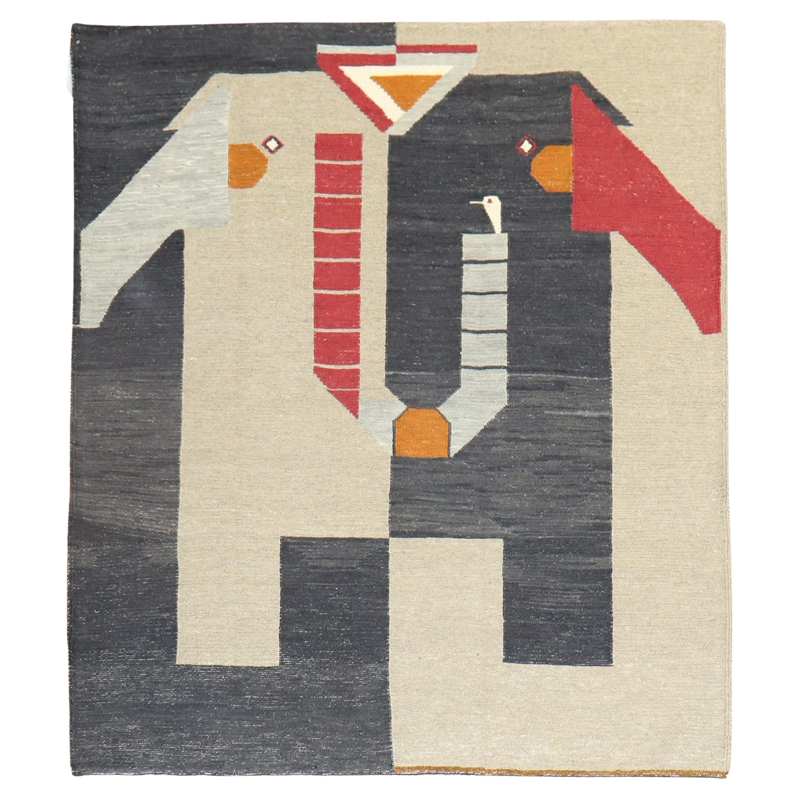 Kilim persiano con faccia da elefante