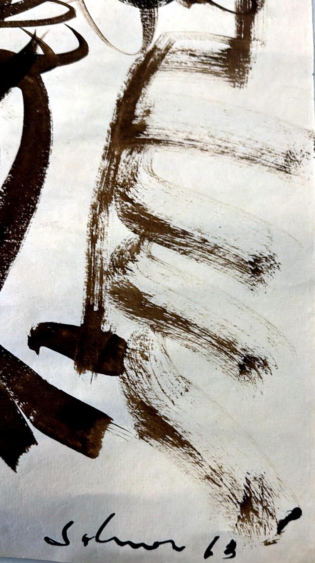 Hand-Painted Abstract Drawing On Textured Paper For Sale